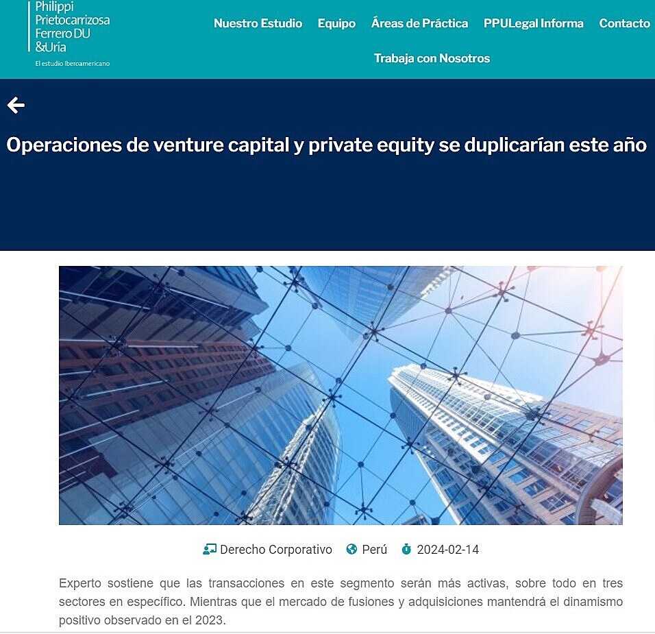 Operaciones de venture capital y private equity se duplicaran este ao